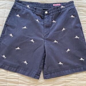 Vineyard Vines Navy Embroidered Swordfish Club Shorts Size 38